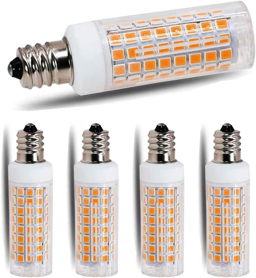 E11 led Bulb 75w 100w Halogen Bulbs Replacement, JD e11 T4 Mini Candelabra Base 110V 120V 130 Voltage Input Light Bulbs, Warm White 3000K Pack of 4 (E11-4PWW)