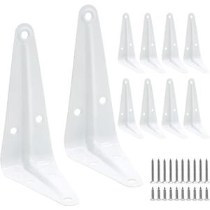 Uenhoy 10 Pack White Shelf Brackets 4 Inch Metal Floating Shelf Brackets Heavy Duty L Brackets for Shelves, Wall Mount Angle Corner Braces (4" x 3")