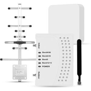 Cell Phone Booster for Home & Multi-Room, Cell Phone Signal Booster with 2 Indoor Antennas for Band 66/2/4/5/12/17/13/25,Up to 6000 Sq.Ft,Boost 4G 5G LTE Data for All U.S. Carriers, FCC Approved (write-1)