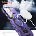 PASNEW for Samsung S25 & S24 Case Camera Cover & Wireless Charging,Multi-Layer Military Heavy Duty Full Body Shockproof Hard Shell for Galaxy S25,6.2 inch,Purple