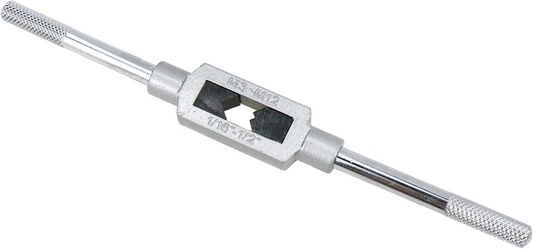 Nonslip Grip Adjustable Tap Wrench M3-M12 (1/16inch to 1/2inch) Reamer Steel Wrench Hand Tool Hand Taps Holder Tapping Reamer Tools for Metalworking,Silver