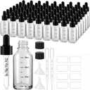 UPBUD 63 Pcs 1oz Clear Glass Dropper Bottles with Measurement, 30ml Leakproof Tincture Bottles with Funnels, Eye Droppers, Extra Caps & Labels, Refillable Empty Bottle for Tinctures, Essential Oils