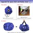 Toy Storage Mat Bag by Drawstring for Lego - Play Mat Bag Toy Storage Container for Kids with Cap can as Gift Blue 47inch