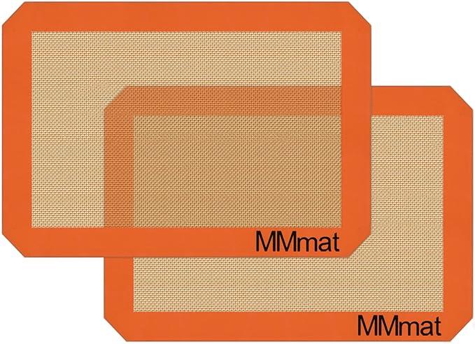 MMmat Silicone Baking Mats  Best German Silicone  Non Slip Silicone Baking Sheet, Non Stick Reusable Silicone Mats for Baking, Oven Liner, Counter Mat  9x13 inch, Set of 2