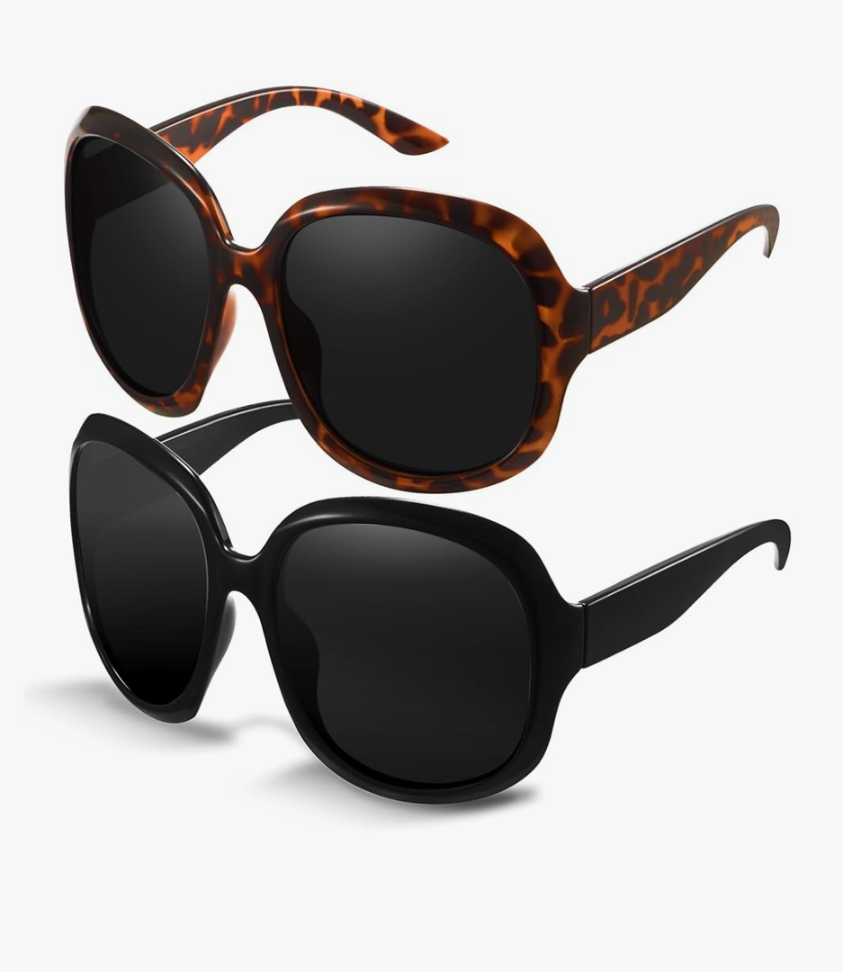 miyya Bug Eye Oversized Polarized Sunglasses Womens, Trendy Retro Sun Glasses for Women 2025, Oversized UV Protection Shades 2Pcs