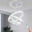 FRIXCHUR Crystal Chandelier LED Chandeliers Ceiling Light Fixture 3 Ring Adjustable Pendant Light Modern Chandelier for Bedrooms Living Room Dinning Room (Dimmable)