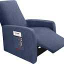 3 Pieces Plush Fabric Extra Small Recliner Chair Covers Stretch Recliner Slipcover for Lazy Boy Wide Recliner Chair Washable (Blue Gray) (S 1 Seater)
