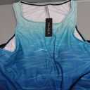 Tankini Swimsuits with Shorts - Two Piece Tummy Control Bathing Suits High Neck Swimwear with Two Side Pockets, Aqua Gradient Large