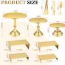 Lallisa 11 Pcs Gold Cake Stand Set Cake Stand Set for Dessert Table 3 Size Metal Round Cakes Pedestal Stands with 4 Size Cupcake Risers Stands Clamp, Cakes Knife and Server for Party Birthday Wedding