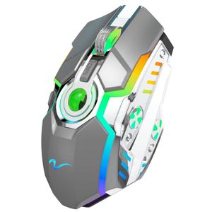 HXMJ-Rechargeable Wireless Gaming Mice with USB Receiver and Decompress Crystal Ball-Gray