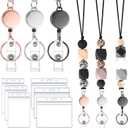 9 in 3 Set Retractable Lanyard for ID Badges, Teacher Lanyard with ID Holder Beaded Lanyards for Women Teacher Appreciation Gifts Stocking Stuffers for Girls