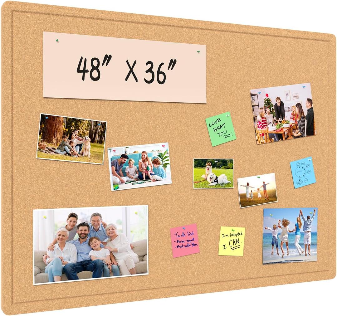 Samstar Large Bulletin Board - 48 x 36 Inches, Decorative Felt Pin Board for Wall - 4' x 3' Cork Board Alternative for Wall, Vision Board Photo Display Board Includes 30 Push Pins - Ginger Yellow