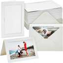 BEST PAPER GREETINGS 48 Pack Photo Frame Cards 4x6 with Envelopes - Picture Insert Note Cards for Wedding, Graduation, Anniversary (Textured Ivory Cardstock)