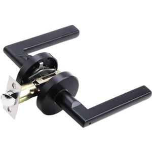 1PC Stainless Steel Bathroom Keyless Door Lock Household Wooden Door Handle Lock Indoor Black Red and Green Indicator Door Handle(Brushed Silver)