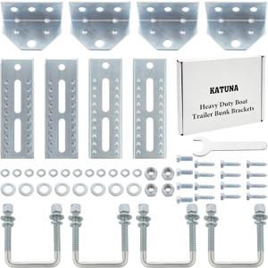 4Pcs 8" Swivel Bunk Bracket Kit - Fits 3"x3",2"x3",1.5"x3" Boat Trailer Crossmembers - Includes Adjustable Brackets & Square U-Bolts, Nylon Nuts, Washers