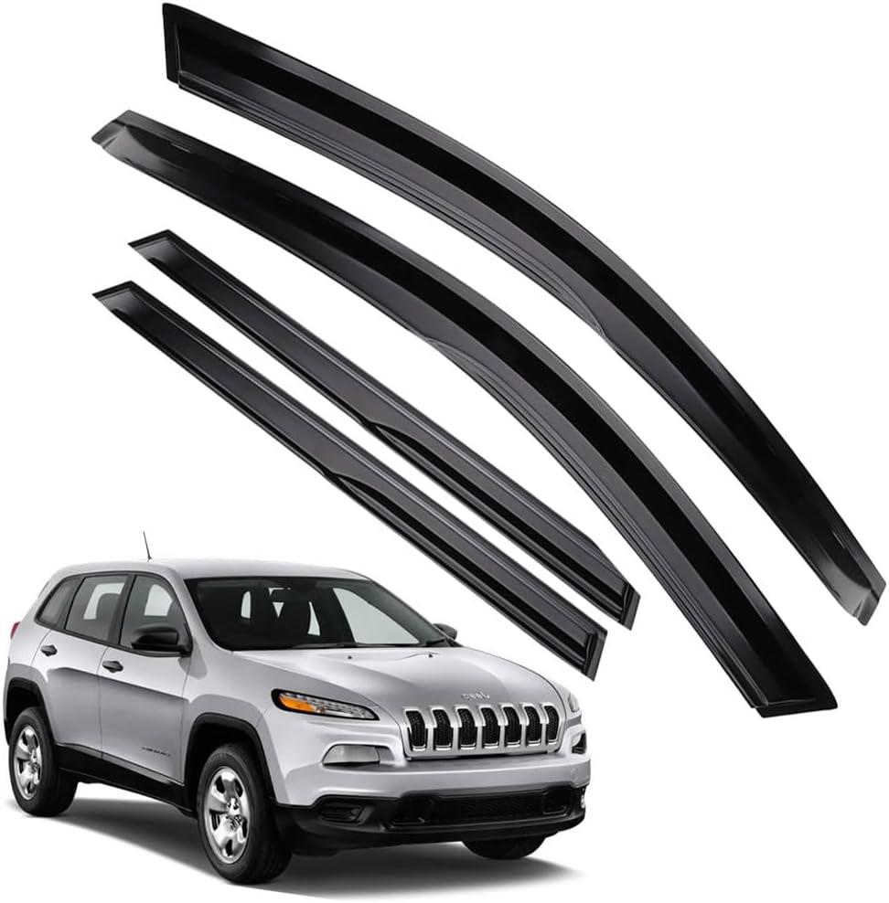 Rain Guards for Jeep Cherokee 2014-2023, Tape-on Side Window Deflectors for Jeep Cherokee, Window Visors for Jeep Cars, for Jeep Car Accessories, 4 pcs (For Cherokee 14-23)