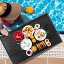32 x 20 Inches Extra Large Solid Wood Serving Tray for Tea Coffee Table Snack Food Meals Serving Plate Kitchen Party Bar Breakfast Server with Raised Edges Black Wooden Decorative Ottoman Tray