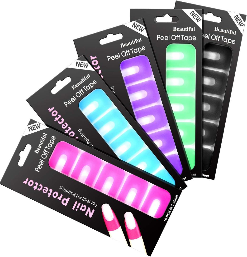 Outus 150 Pieces U Shape Nail Polish Protector Nail Guards Spill Proof Stickers Peel Off Nails Stickers for DIY(Multicolor)