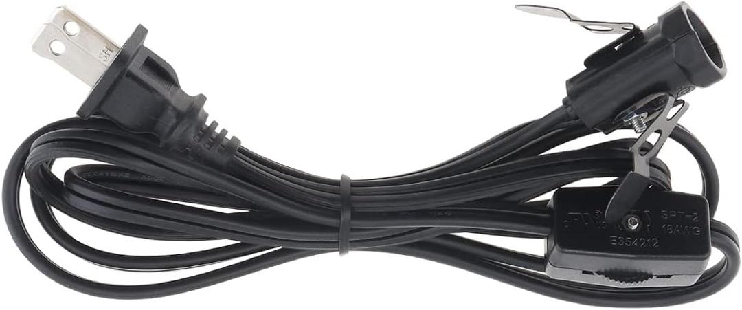 RTNLIT Salt Lamp Cord Replacement, Night Light Cord with E12 Light Bulb Socket Rotary Switch Plug for Christmas Village Accessories, Blow Mold Light Kit, Halloween Pumpkin Lights(Black, 4.9 feet)