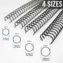 Rayson Double Loop Binding Wires, Mixed Sizes (7/16", 1/2", 9/16", 5/8"), 3:1 Pitch 32-Loop Black, Pack of 96