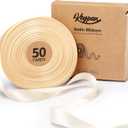 Keypan Ivory Satin Ribbon 7/8 Inch x 50 Yards Double-Faced Polyester Cream Ribbons for Christmas Gift Wrapping Bows Crafts Floral Bouquet Wedding Invitations