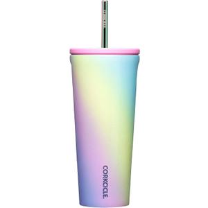 Corkcicle Cold Cup Insulated Tumbler with Lid and Straw, Rainbow Unicorn, 24 oz  Reusable Water Bottle Keeps Beverages Cold for 12hrs, Hot 5hrs  Cupholder Friendly Tumbler, Lid for Flexible Sipping