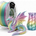 Rainbow PLA 3D Printer Filament 1.75mm, 1kg Spool, Multi-Color High-Saturation Gradient PLA, Smooth Color Transitions, ±0.03mm Precision, Easy Printing, Ideal for Artistic Models,Macaron