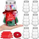 Amyhill 6 Pcs Christmas Tree Candy Jars with Lid Plastic Candy Boxes with Ribbon Card Clear Storage Filling Containers for Christmas Party Favor Xmas Gift Wedding Decoration (Flat Top)