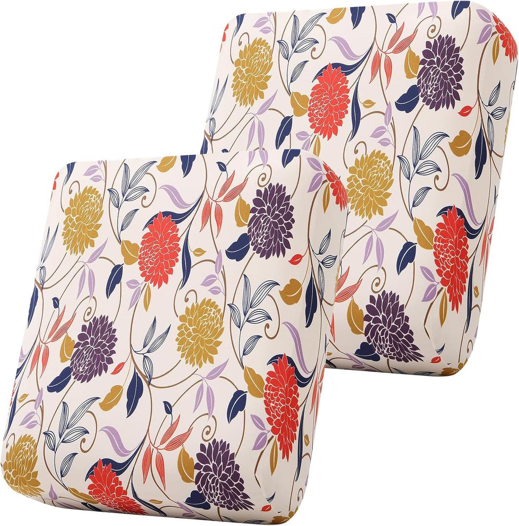 Smiry Printed Couch Cushion Covers, Stretch Soft Couch Covers for Sofa, Washable Non-Slip Sofa Slipcover Furniture Protector for Indoor and Outdoor (2 Pack, Orange)