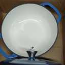 Enameled Cast Iron Dutch Oven Shallow Casserole Braiser with Dual Handle, 3.8 QT, Lake Blue