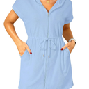 Terry Cloth Cover Ups - Hooded Cotton Swim Sun Cover-up with Zipper Pockets Beach Swimsuits Small