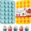 2PCS Silicone Mini Muffin Pan, 24 Cups Nonstick Mini Cupcake Pan for Baking, BPA Free and Dishwasher Safe, Great for Making Muffin Cakes, Tart, Bread and Egg Bites