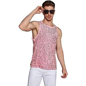 WDIRARA Men's Sequin Sleeveless Round Neck Tank Top T Shirt Party Top, Size 3XL