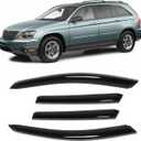 Rain Guards for 2004-2008 Chrysler Pacifica, Out-Channel Window Visor Shields Vent Deflector Shade Wind Dark Smoke 2005 2006 2007 04 05 06 07 08, Tape-On Outside-Mount, 4PCS