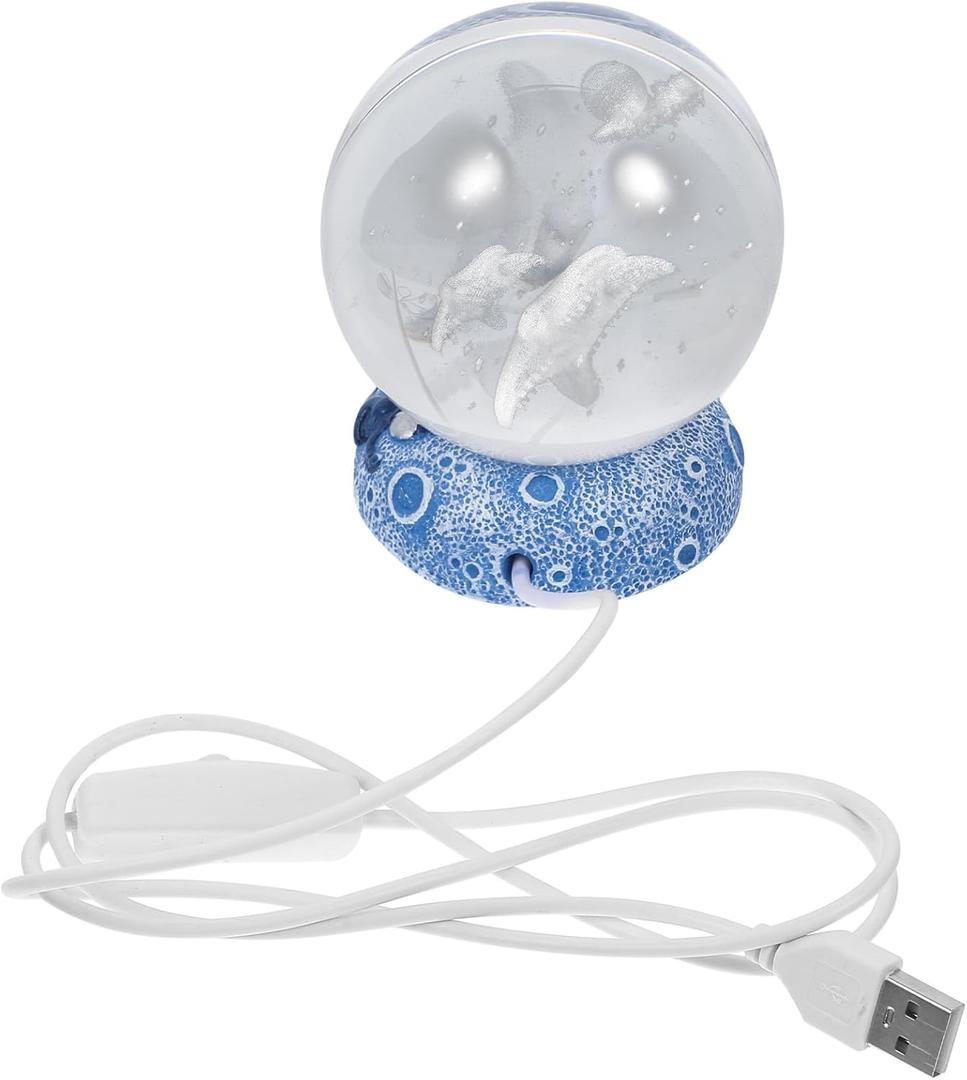 Crystal Ball Night Light LED Desk Lamp 8Cm 3D Engraved Sea Star with Resin Base Colorful USB Light Decor for Bedroom and Living Room