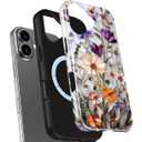 bemal for iPhone 17 Case Cute,Aesthetic Vintage Wildflower Mosaic Botanical Floral Girly Shell,Compatible with Magsafe,Trendy Unique Retro Protective Slim Silicone Phone Cover for Women Girls