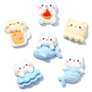 LiQunSweet 100 Pcs Resin Flatback Ocean Beads Cabochons Mermaid Cat Octopus Dolphin Decoden Beads for Craft Scrapbooking Embellishment