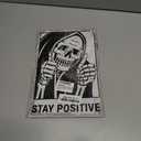 BEASTZHENG Vintage Stay Positive Skull Sign Metal Tin Sign Wall Dcor Funny Retro Sign for Home Living Room Bedroom Halloween Decor Gifts - 8x12 Inch