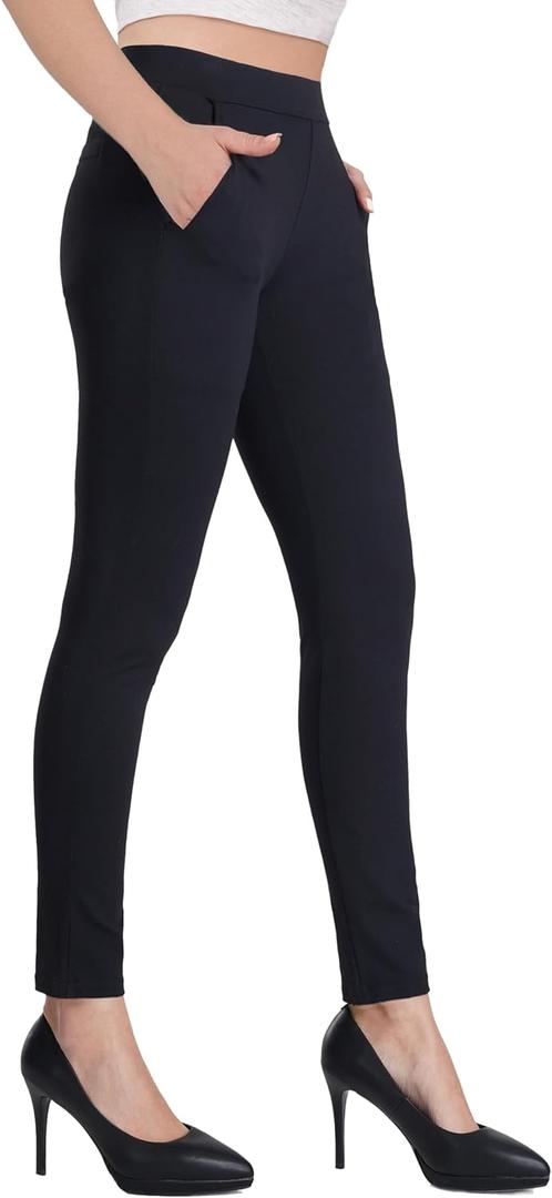 Bamans Dress Pants for Women Work Business Office Skinny Tummy Control Trousers Stretchy Formal Slacks (Black, M)