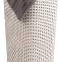 Mind Reader Slim Laundry Hamper with Lid, 60L Clothes Basket, Premium Wicker Design, Plastic, Ivory (Single)