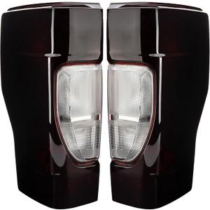 Tail Light Assembly Compatible With 2020-2022 Ford F250/F350/F450 Super Duty Driver and Passenger Side Smoke Red Rear Taillight Tail Lamp Halogen Brake Lamp (w/o Blind Spot) (Non- LED)