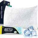 BETU Cooling Pillow Queen Size, Shredded Memory Foam Cool Pillow for Hot Sleepers, Adjustable Firm Soft Support Bed Pillows Perfect for Back Neck Pain and Side Sleeping with Pillow Case Cover, White