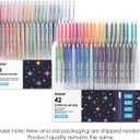 Grabie 42 Capped Glitter Gel Pen Set, 18 Iridescent&24 Essential Color Pens, Smooth Rollerball Tip, Metallic Sparkly Gel Pens for Coloring, Set of 42 Gel Pens Colored