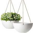Muse Hanging Planter - 9.84 Inch Hanging Planters for Indoor Plants, Hanging Pots for Plants Indoor Outdoor, Set of 2, White