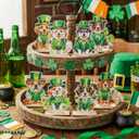 DoubleFill 8 Pcs St. Patrick's Day Dog Table Sign Decoration Green Shamrock Lucky Dog Wooden Tabletop Centerpiece Irish Rustic Farmhouse Tiered Tray Decor for Home Kitchen Vet Office Fireplace Desk