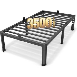 Superay 18 Inch Twin Size Metal Platform Bed Frame with Round Corners LegStorage Space Under High Bed Frame, Heavy Duty Steel Slats Support, Noise Free, Easy Assembly, No Box Spring Needed, Black