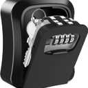 TTRWIN Key Lock Box, Resettable 4 Digit Combination Spare Key Safe LockBox, Weatherproof Key Storage Security Lock Box Hide 5 Keys, Wall Mounted Lock Box for Outside, Home, Office, Garage, Black (1 Pack)