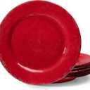 ZAROCRUS Farmhouse Melamine Dinner Plate set, 11 inch Unbreakable Serving Plates, Set of 6, Lightweight Dinnerware Plate, Large Dessert or Salad Plate Set, Chip Resistant Camping Dishes, Red