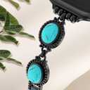 Moolia Turquoise Stone Bracelet Compatible with Apple Watch Band Women Metal Handmade Adjustable for iWatch Series Black/Turquoise, 42mm(Series 3/2/1)/44/45/46/49mm