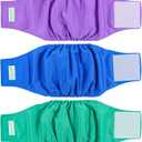 Wegreeco Washable Dog Diapers - Washable Male Dog Belly Wrap- Pack of 3 - (Blue,Green,Purple,Large)